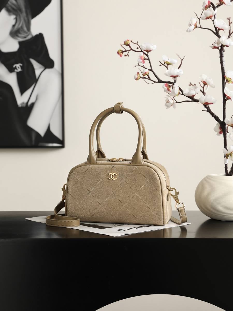 Chanel Mini Bowling Bag AP5578 20 x 16 x 12 Taupe 8292