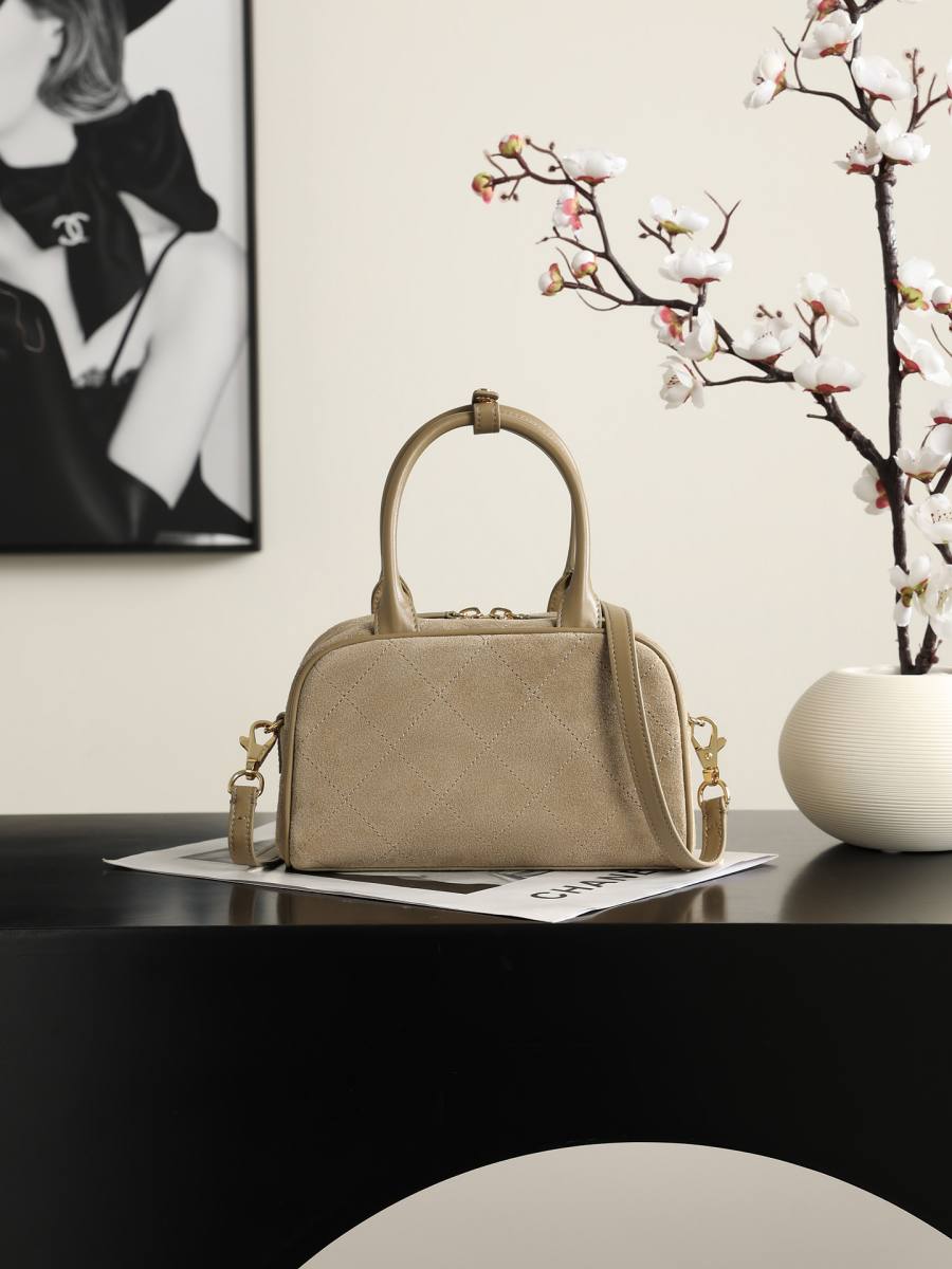 Chanel Mini Bowling Bag AP5578 20 x 16 x 12 Taupe 8292