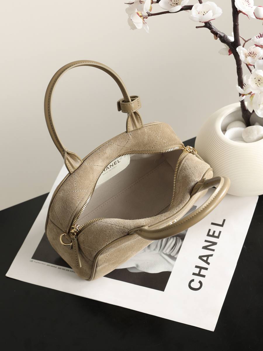 Chanel Mini Bowling Bag AP5578 20 x 16 x 12 Taupe 8292
