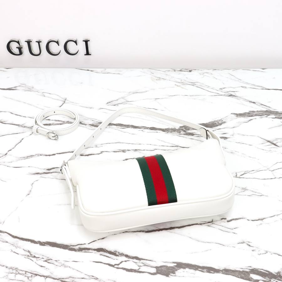 RP 2647000 Gucci Jackie Slim White Leather 22x13x3 863406 6F28