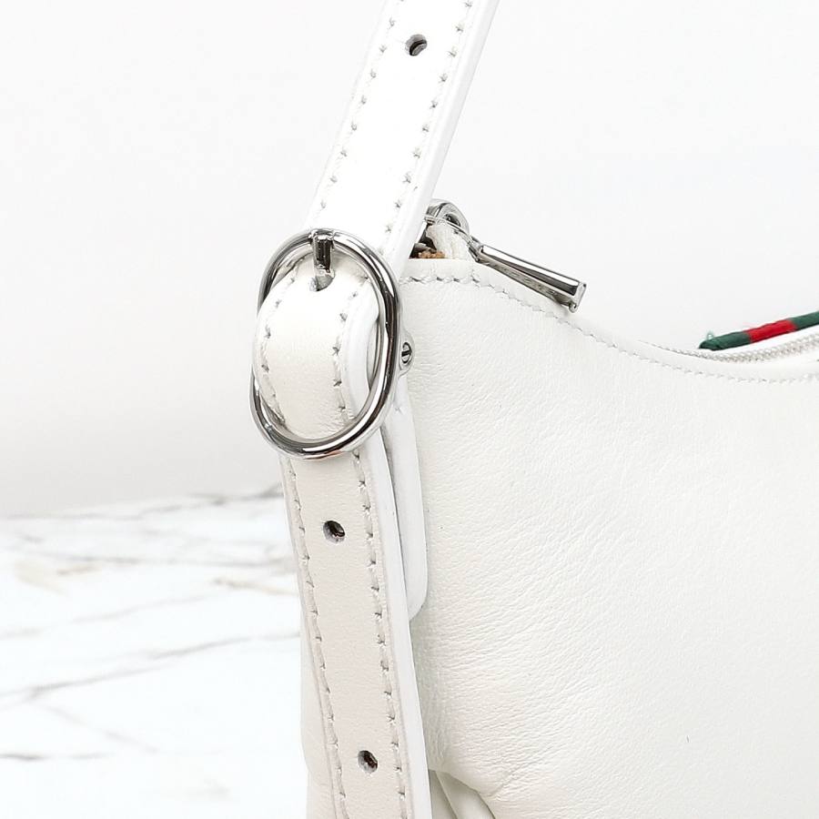 RP 2647000 Gucci Jackie Slim White Leather 22x13x3 863406 6F28