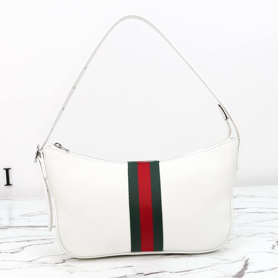 RP 2647000 Gucci Jackie Slim White Leather 22x13x3 863406 6F28