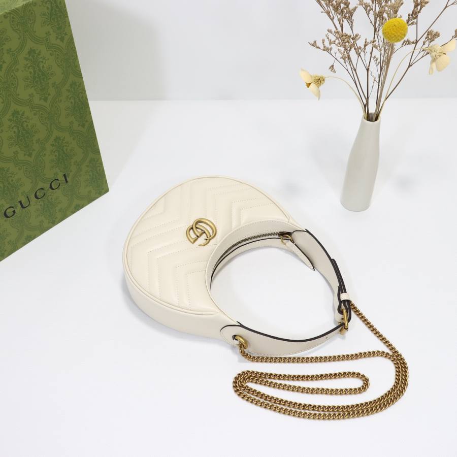 RP 2836000 Gucci 699514 White Leather 21.5x11x8 699514 631F