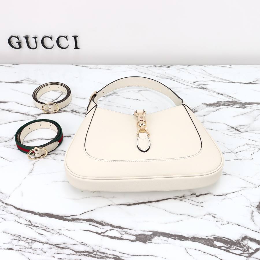 RP 3214000 Gucci Ophidia White Leather 27.5x19x4 810232 C555