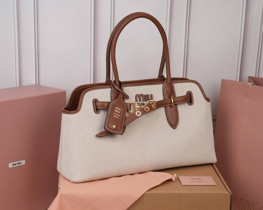 Miu Miu Aventure Canvas Tote 5BG310 BC8F 40 x 30 x 13