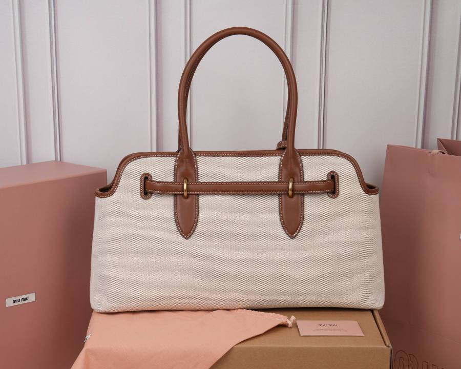 Miu Miu Aventure Canvas Tote 5BG310 BC8F 40 x 30 x 13