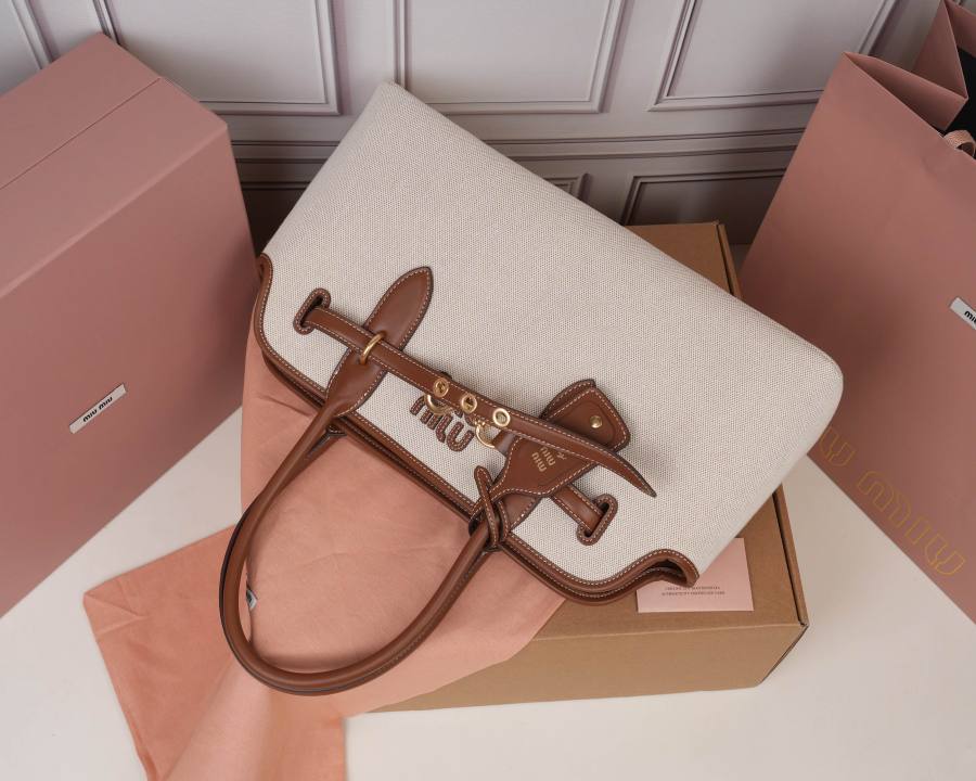 Miu Miu Aventure Canvas Tote 5BG310 BC8F 40 x 30 x 13