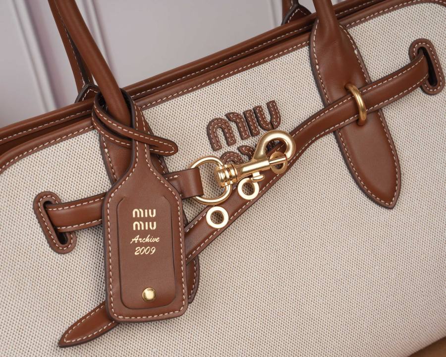 Miu Miu Aventure Canvas Tote 5BG310 BC8F 40 x 30 x 13