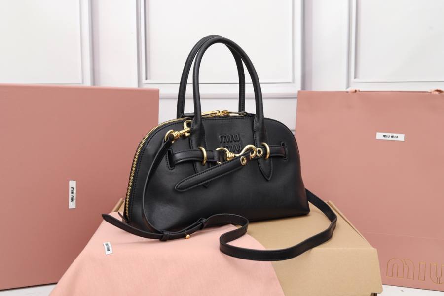 Miu Miu Aventure Nappa Bowling Bag 5BB168 29C7 33 x 18 x 5