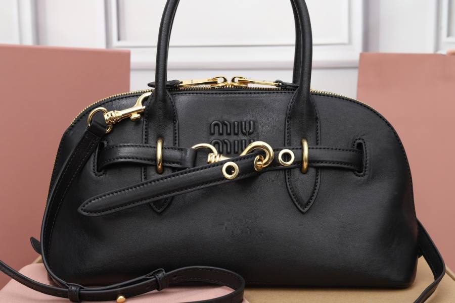 Miu Miu Aventure Nappa Bowling Bag 5BB168 29C7 33 x 18 x 5