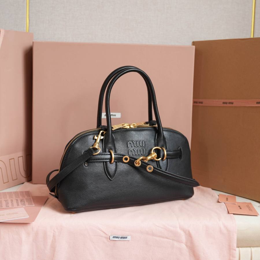 Miu Miu Aventure Nappa Bowling Bag 5BB168 8EAB 33 x 18 x 5