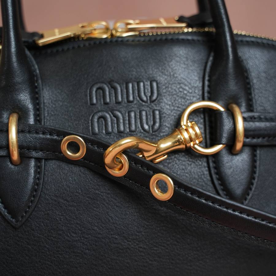 Miu Miu Aventure Nappa Bowling Bag 5BB168 8EAB 33 x 18 x 5