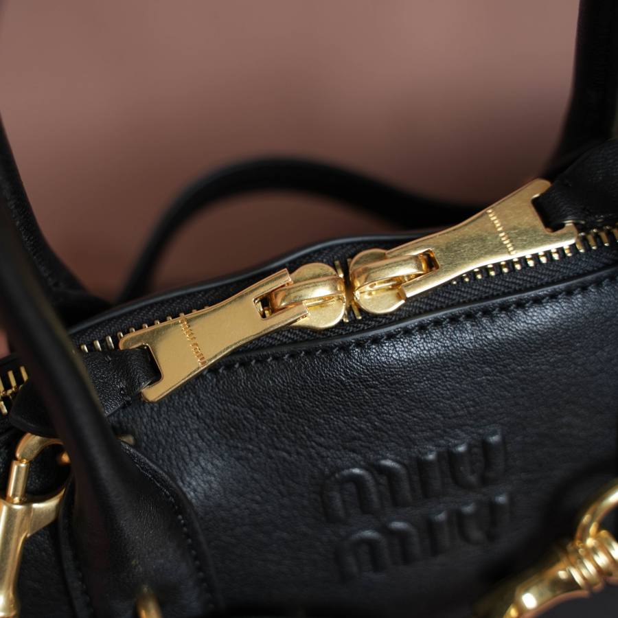 Miu Miu Aventure Nappa Bowling Bag 5BB168 8EAB 33 x 18 x 5