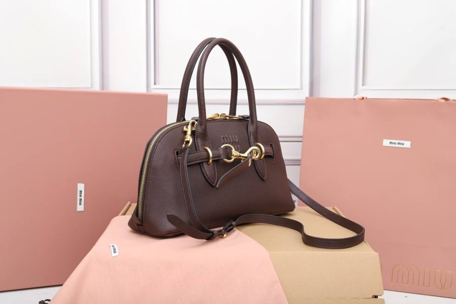 Miu Miu Aventure Nappa Bowling Bag 5BB168 9888 33 x 18 x 5