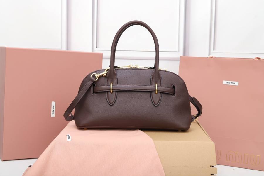 Miu Miu Aventure Nappa Bowling Bag 5BB168 9888 33 x 18 x 5