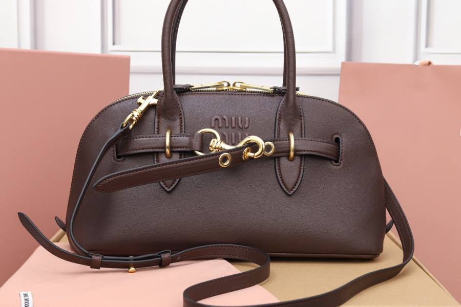 Miu Miu Aventure Nappa Bowling Bag 5BB168 9888 33 x 18 x 5