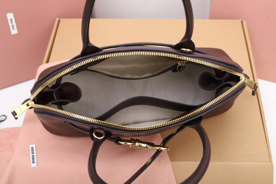 Miu Miu Aventure Nappa Bowling Bag 5BB168 9888 33 x 18 x 5