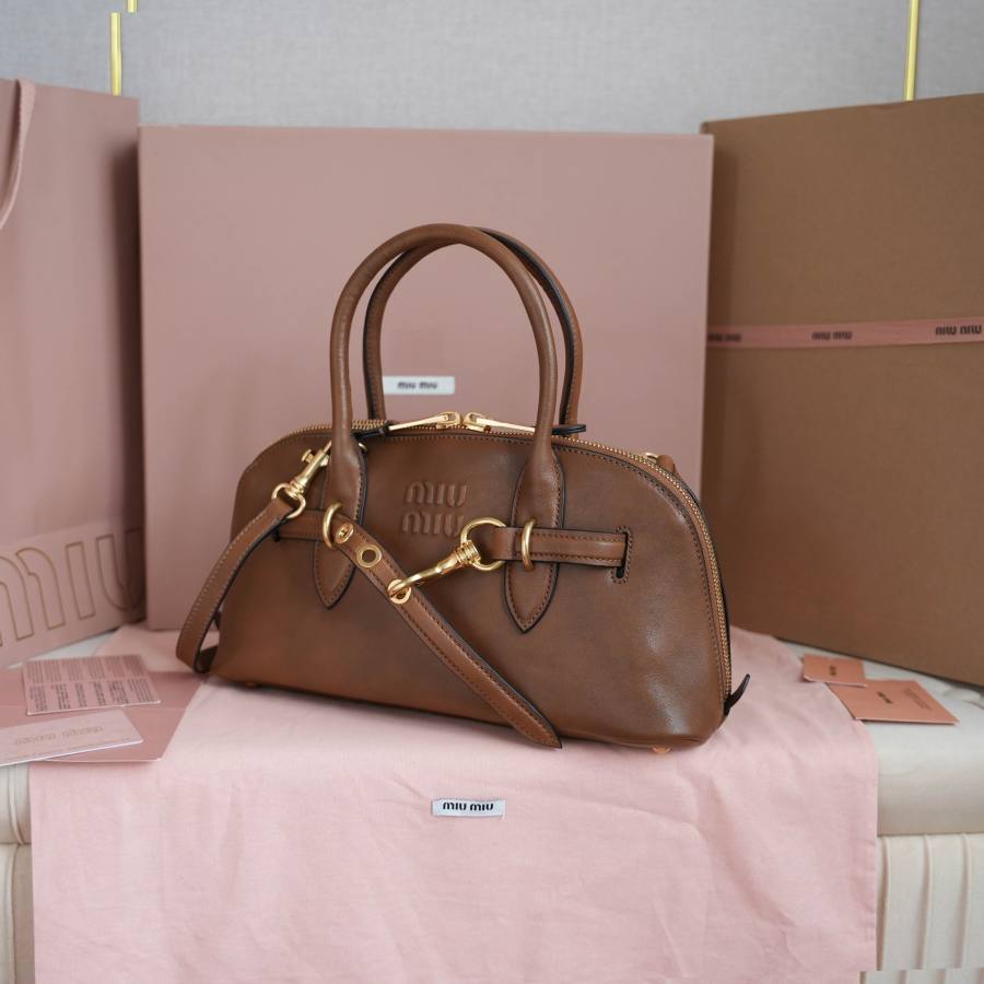 Miu Miu Aventure Nappa Bowling Bag 5BB168 99F1 33 x 18 x 5