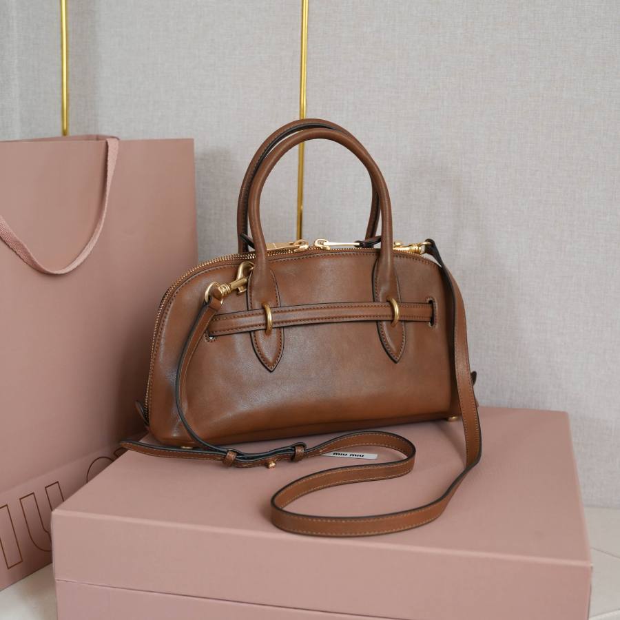 Miu Miu Aventure Nappa Bowling Bag 5BB168 99F1 33 x 18 x 5