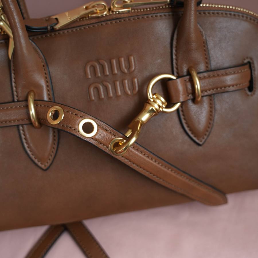 Miu Miu Aventure Nappa Bowling Bag 5BB168 99F1 33 x 18 x 5