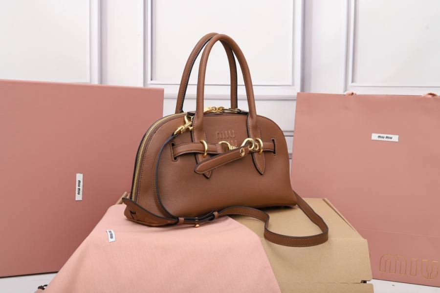 Miu Miu Aventure Nappa Bowling Bag 5BB168 D308 33 x 18 x 5