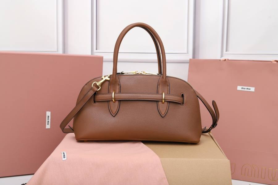 Miu Miu Aventure Nappa Bowling Bag 5BB168 D308 33 x 18 x 5