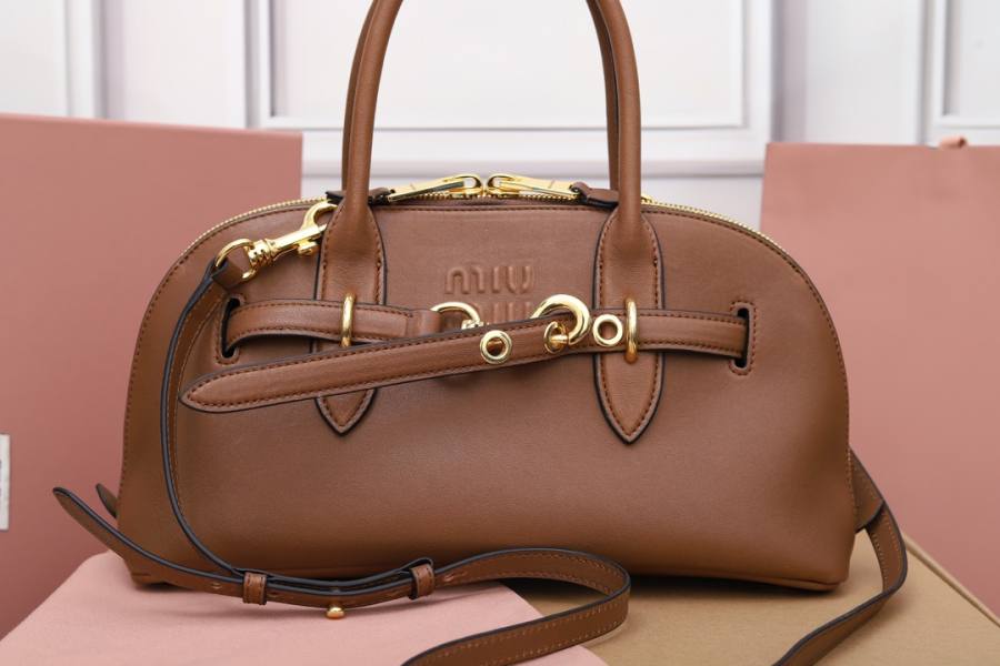 Miu Miu Aventure Nappa Bowling Bag 5BB168 D308 33 x 18 x 5