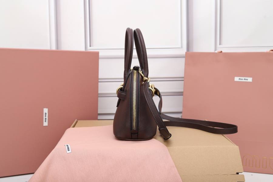 Miu Miu Aventure Nappa Bowling Bag 5BB169 7B08 28 x 16 x 5