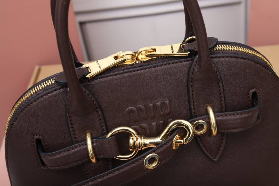 Miu Miu Aventure Nappa Bowling Bag 5BB169 7B08 28 x 16 x 5