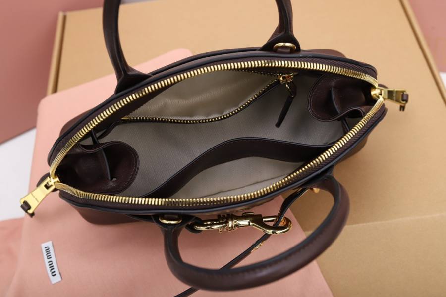 Miu Miu Aventure Nappa Bowling Bag 5BB169 7B08 28 x 16 x 5
