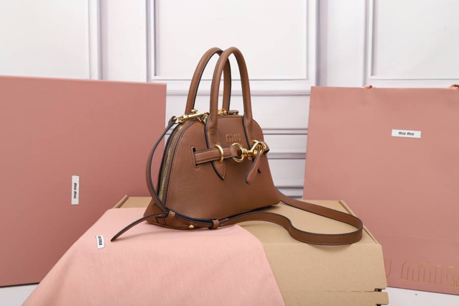 Miu Miu Aventure Nappa Bowling Bag 5BB169 99C1 28 x 16 x 5