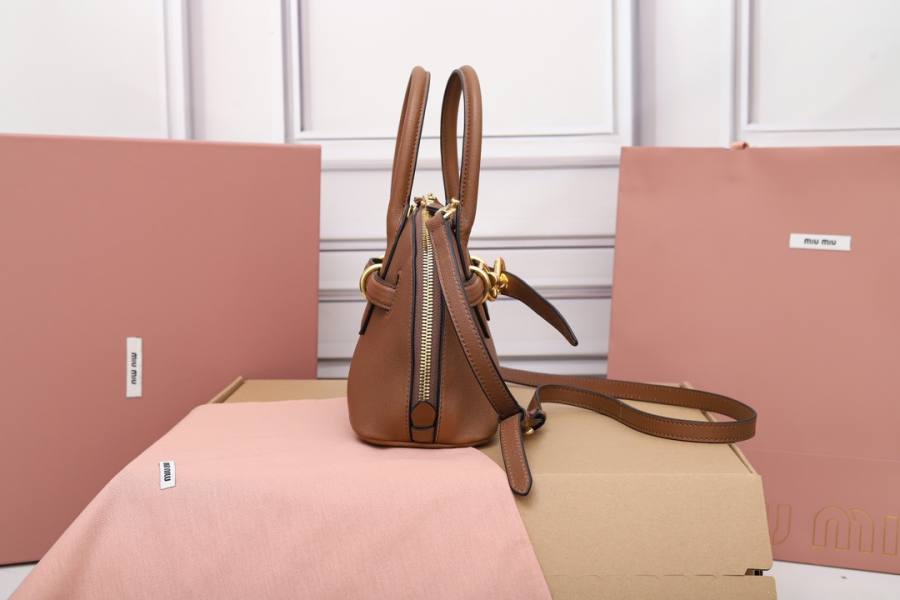 Miu Miu Aventure Nappa Bowling Bag 5BB169 99C1 28 x 16 x 5