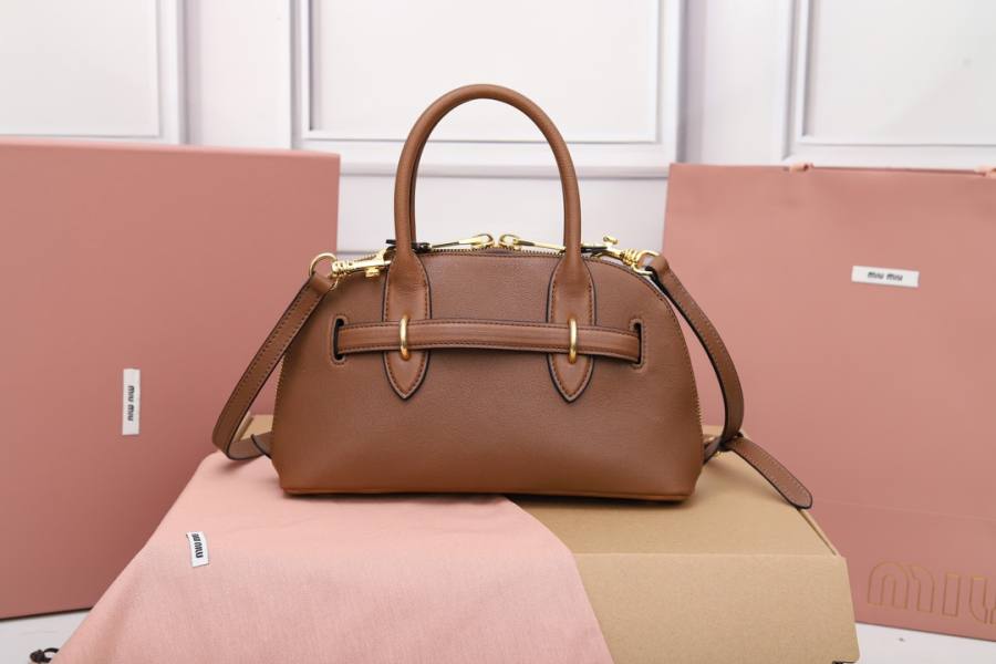 Miu Miu Aventure Nappa Bowling Bag 5BB169 99C1 28 x 16 x 5