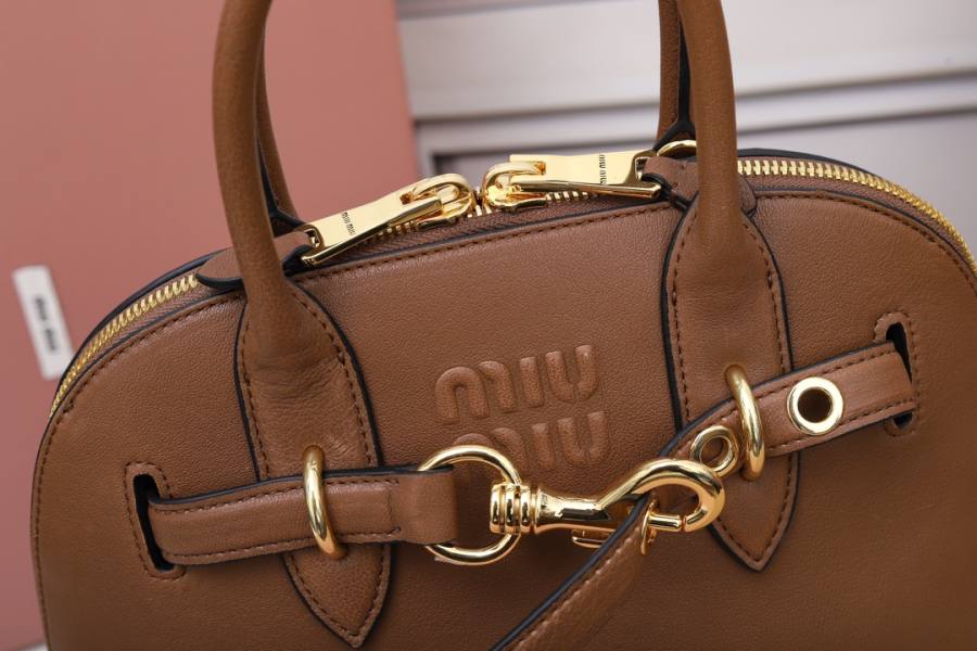 Miu Miu Aventure Nappa Bowling Bag 5BB169 99C1 28 x 16 x 5