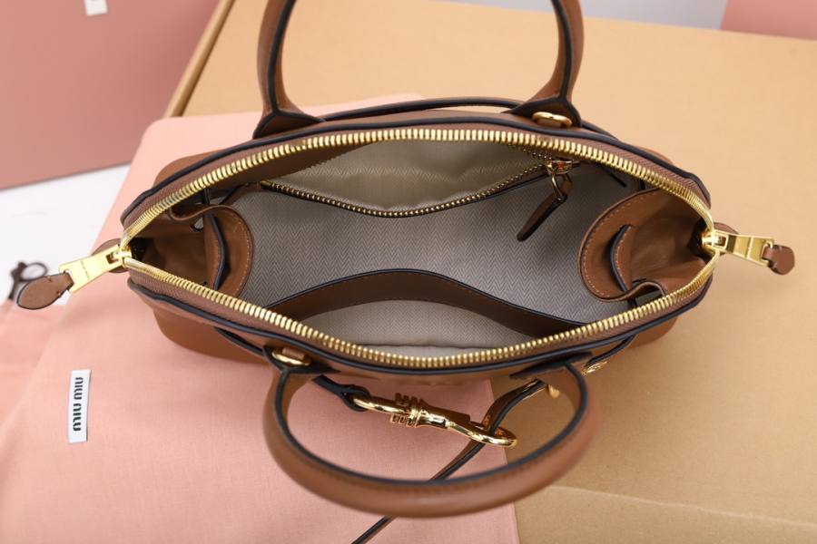 Miu Miu Aventure Nappa Bowling Bag 5BB169 99C1 28 x 16 x 5