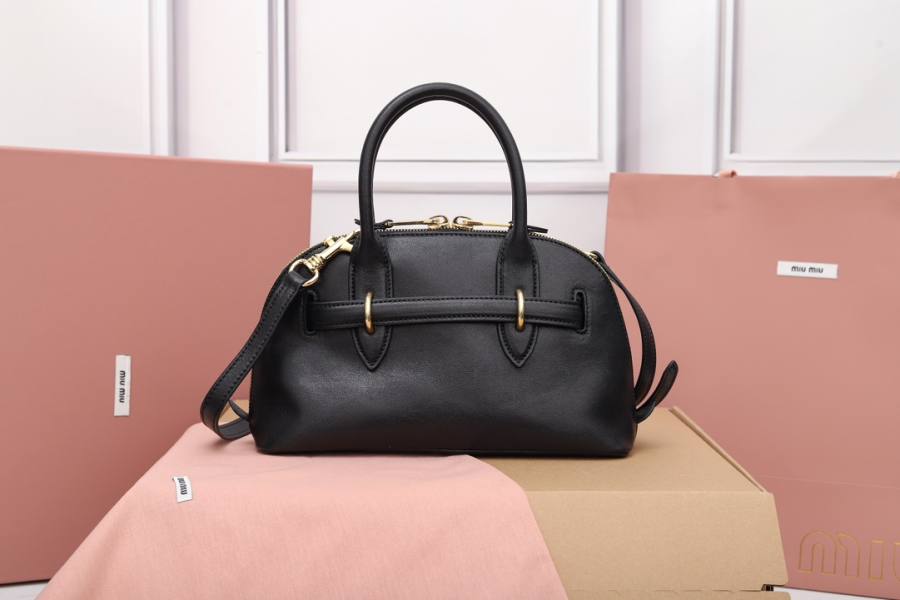 Miu Miu Aventure Nappa Bowling Bag 5BB169 D2D3 28 x 16 x 5