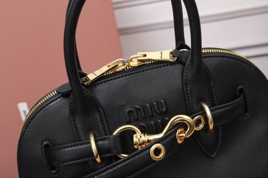 Miu Miu Aventure Nappa Bowling Bag 5BB169 D2D3 28 x 16 x 5