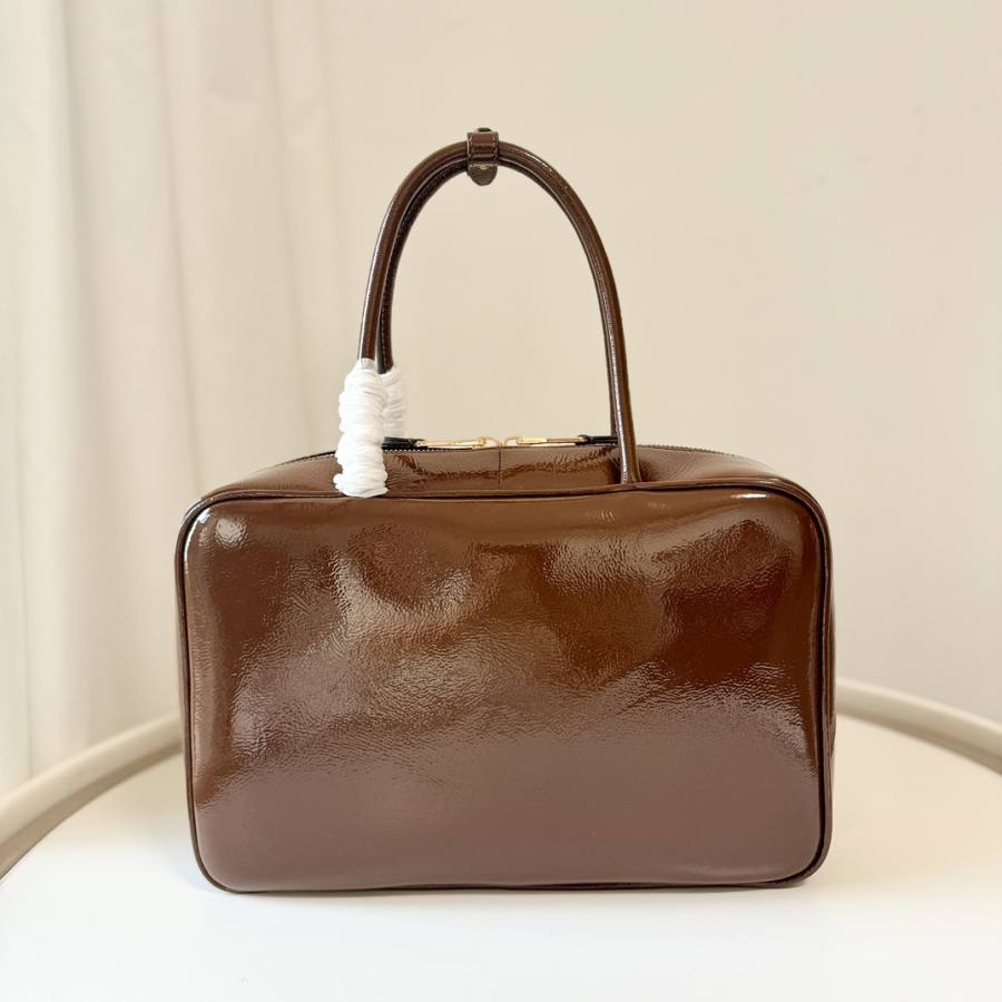 Miu Miu Beau Bag Small Cracked Patent 5BB173 199C 28 x 12 x 8