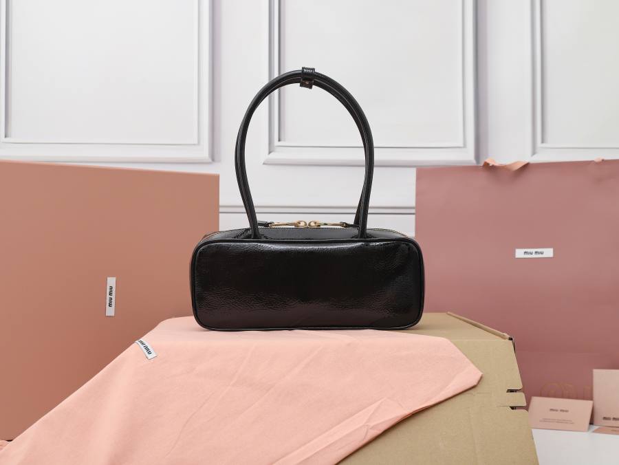 Miu Miu Beau Bag Small Cracked Patent 5BB173 2B08 28 x 12 x 8