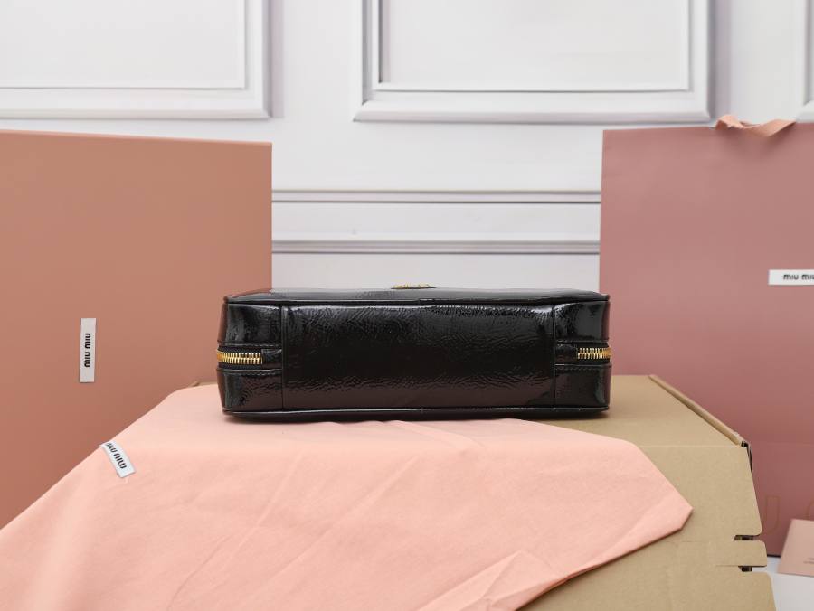 Miu Miu Beau Bag Small Cracked Patent 5BB173 2B08 28 x 12 x 8