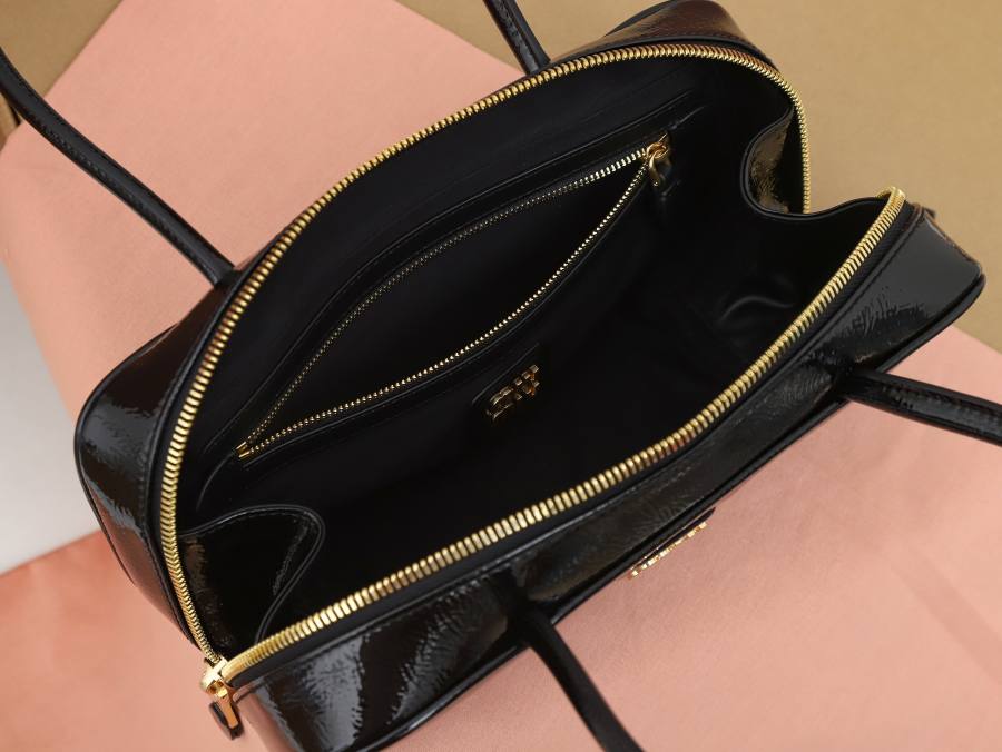 Miu Miu Beau Bag Small Cracked Patent 5BB173 2B08 28 x 12 x 8