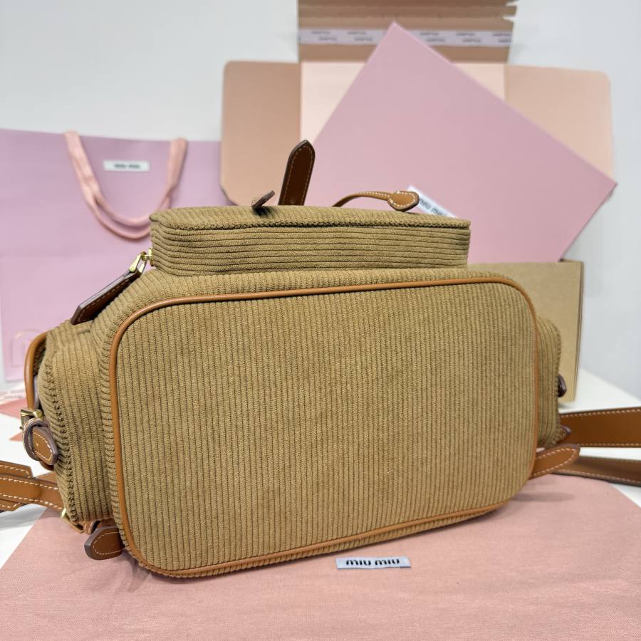 Miu Miu Canvas and Calfskin Backpack 5BZ042 7920 32 x 30 x 12