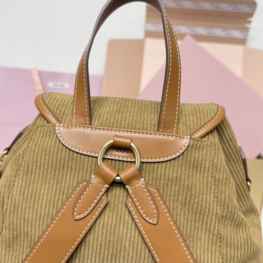 Miu Miu Canvas and Calfskin Backpack 5BZ042 7920 32 x 30 x 12