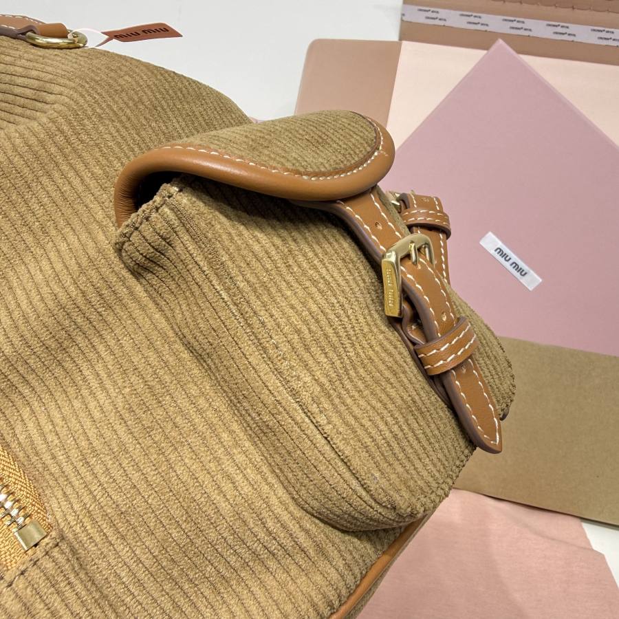 Miu Miu Canvas and Calfskin Backpack 5BZ042 7920 32 x 30 x 12