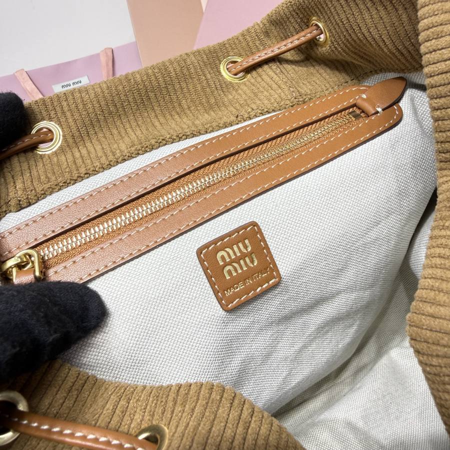 Miu Miu Canvas and Calfskin Backpack 5BZ042 7920 32 x 30 x 12