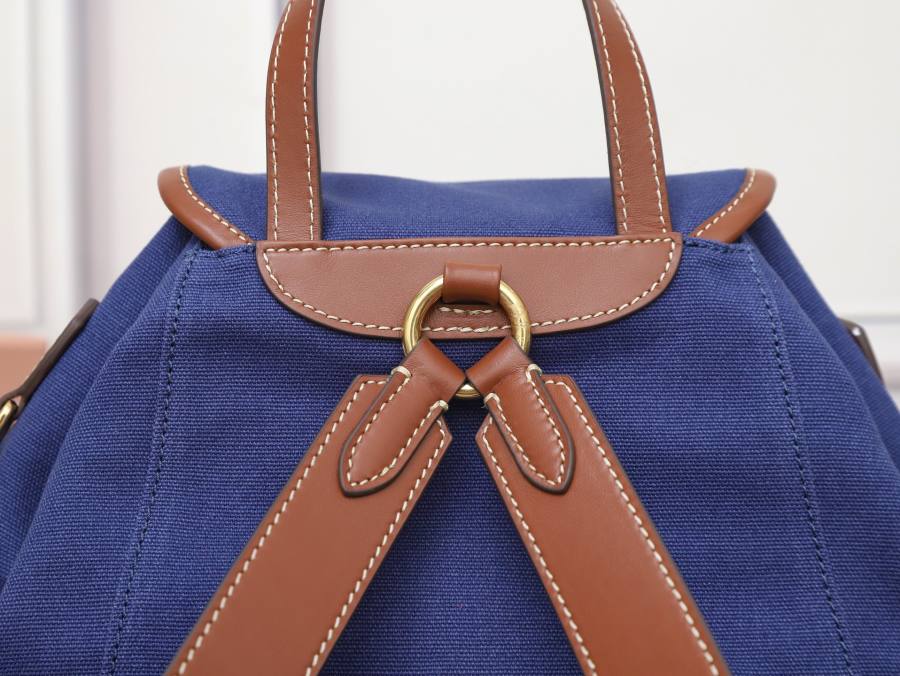 Miu Miu Canvas and Calfskin Backpack 5BZ042 7E0F 32 x 30 x 12