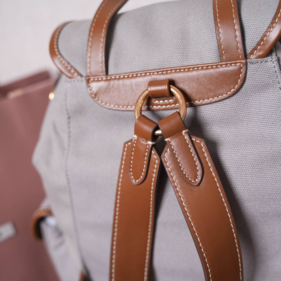 Miu Miu Canvas and Calfskin Backpack 5BZ042 925A 32 x 30 x 12