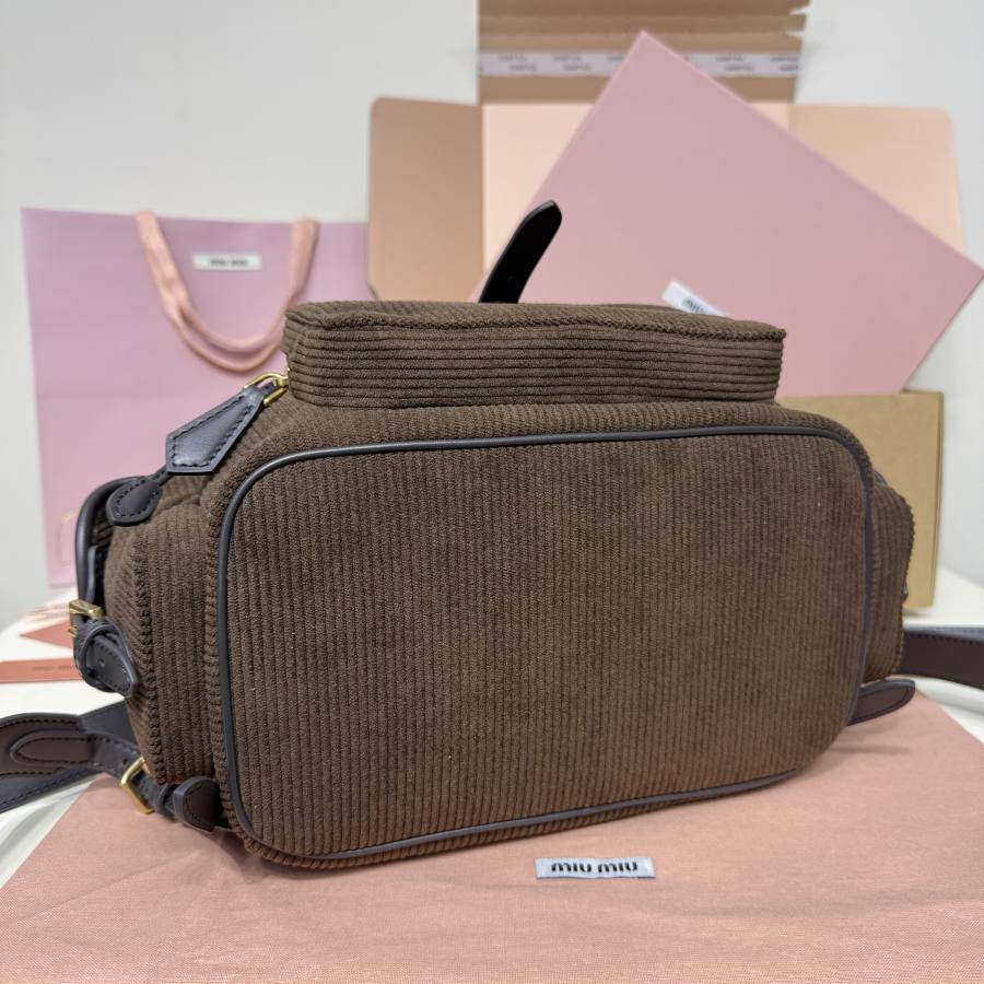 Miu Miu Canvas and Calfskin Backpack 5BZ042 9737 32 x 30 x 12