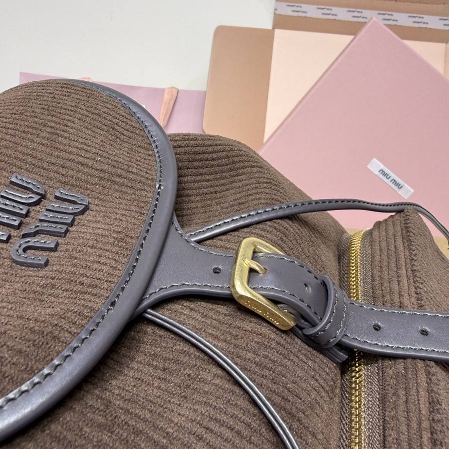 Miu Miu Canvas and Calfskin Backpack 5BZ042 9737 32 x 30 x 12