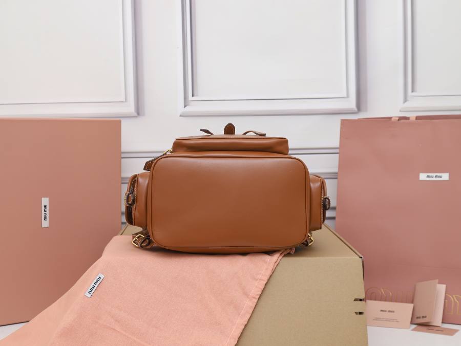 Miu Miu Canvas and Calfskin Backpack 5BZ042 FB76 32 x 30 x 12